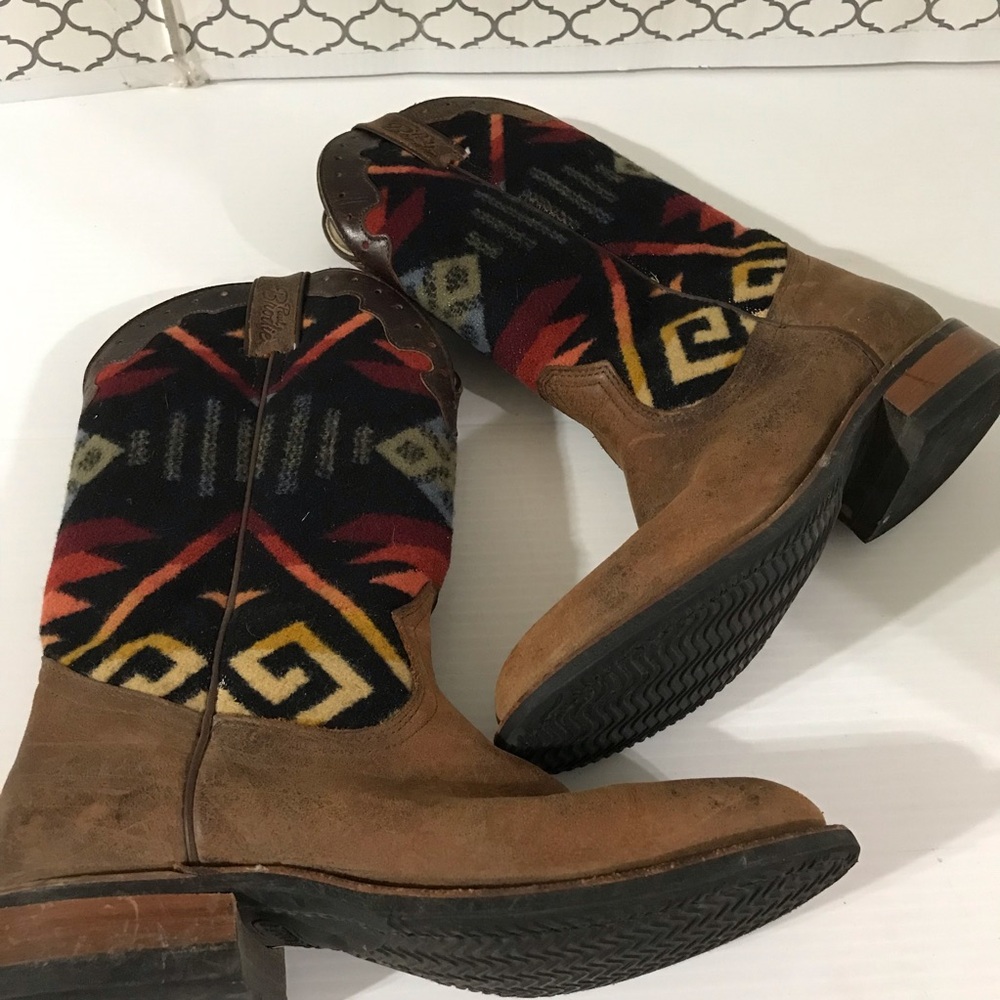 Boulet Paul Brodie Boots Pendelton Wool Southwest Aztec Native Western Size 8C